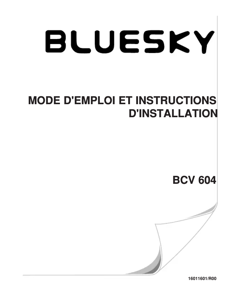 Page 1 de la notice Manuel utilisateur Bluesky BCV 604