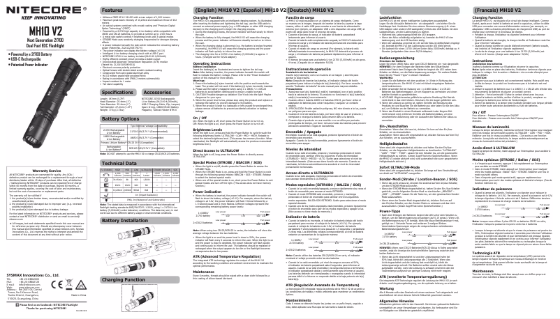 Image de la première page du manuel de l'appareil MH10 V2