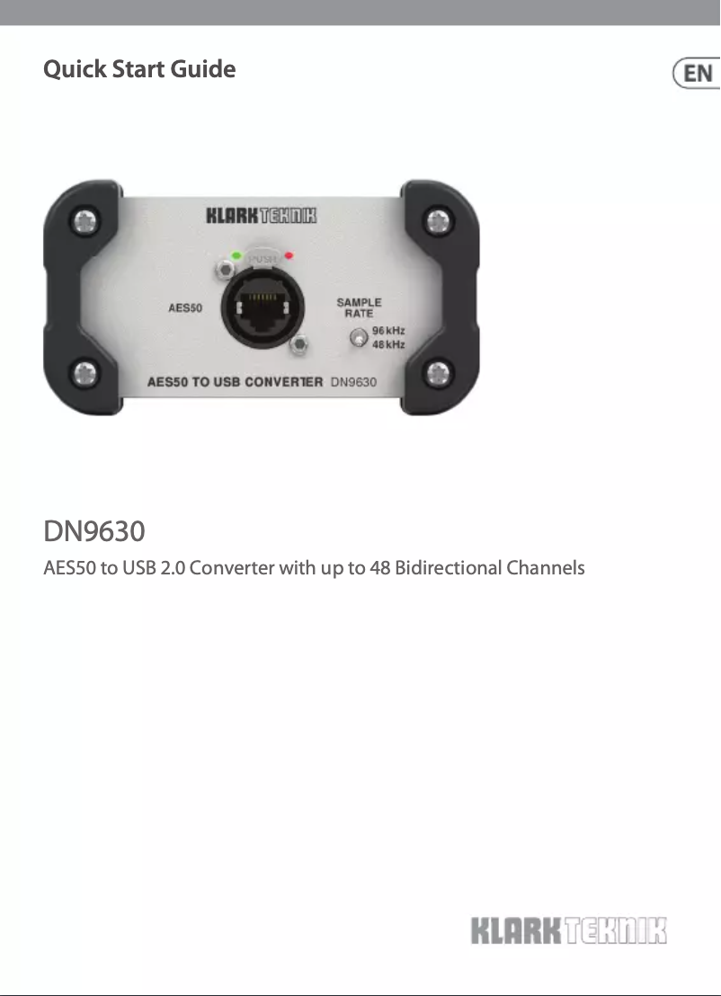 Page n°1 - Guide de démarrage rapide Klark Teknik DN9630