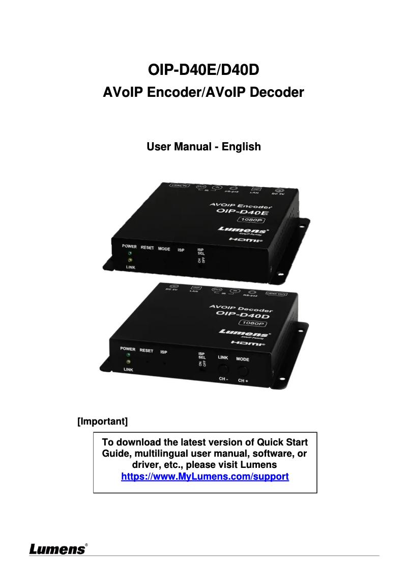 Image de la première page du manuel de l'appareil OIP-D40D