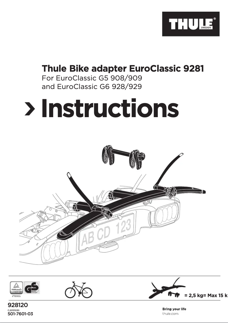 Página 1 del manual Manual de usuario Thule Bike adapter EuroClassic 9281