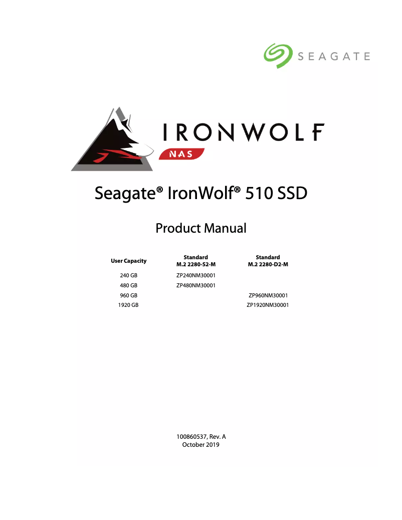 Page n°1 - Manuel utilisateur Seagate IronWolf 510