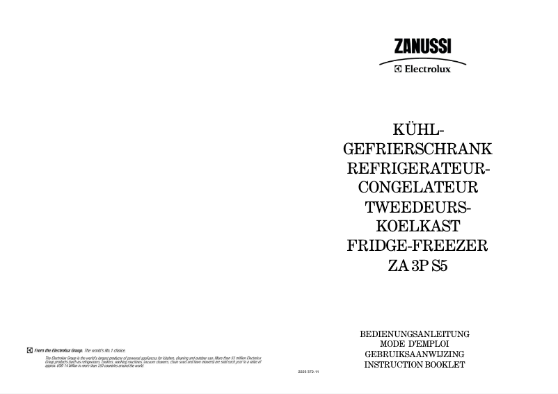 Page 1 de la notice Manuel utilisateur Zanussi ZA 3 PS 5