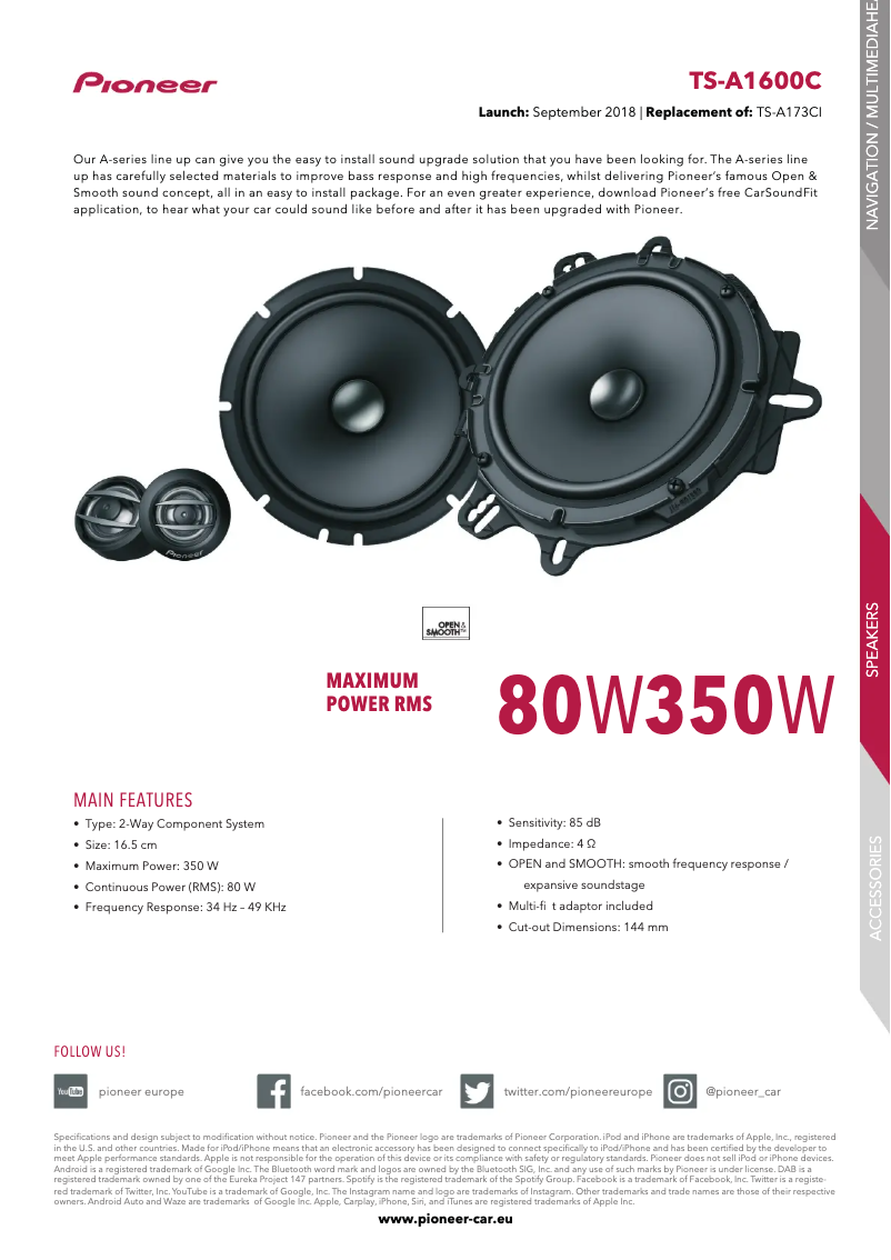 Page n°1 - Manuel utilisateur Pioneer TS-A1600C