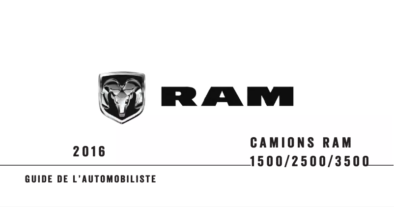 Page 1 de la notice Manuel utilisateur RAM 3500 (2016)