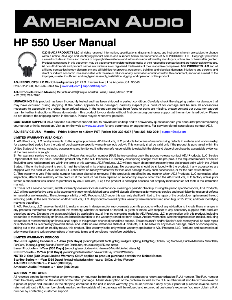 Image de la première page du manuel de l'appareil HP 550