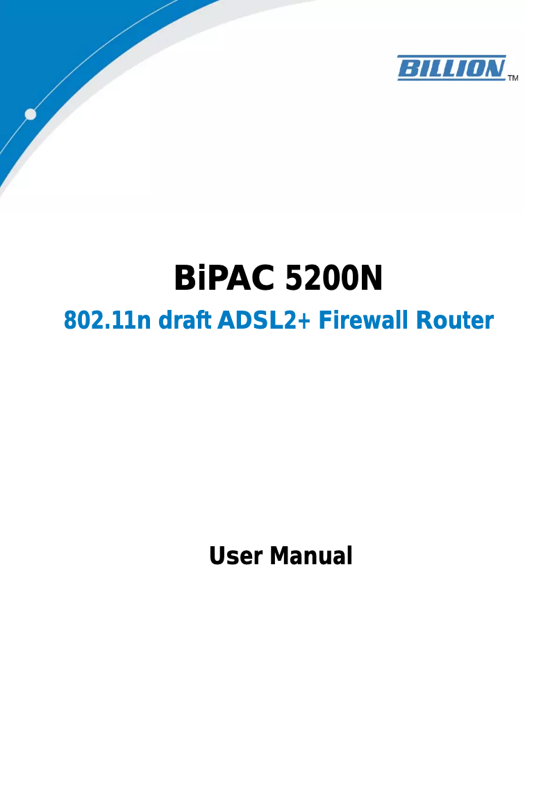 Image de la première page du manuel de l'appareil BiPAC 5200N