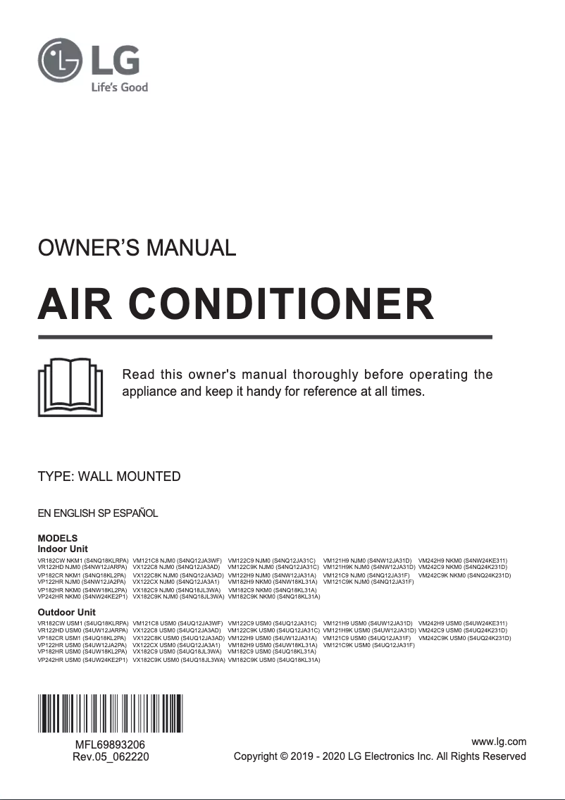 Image de la première page du manuel de l'appareil VX122C8