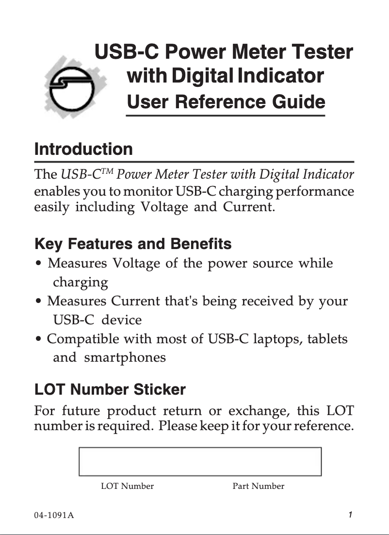 Image de la première page du manuel de l'appareil CE-TE0011-S1