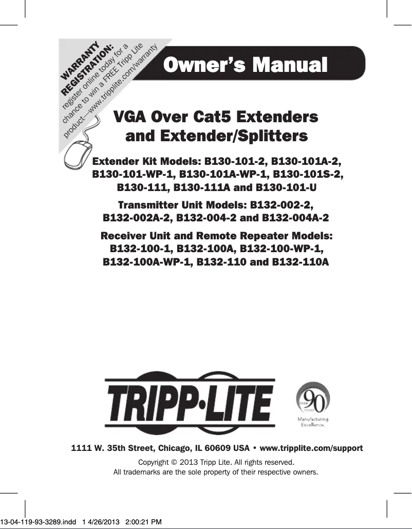 Page 1 de la notice Manuel utilisateur Tripp Lite B132-002A-2