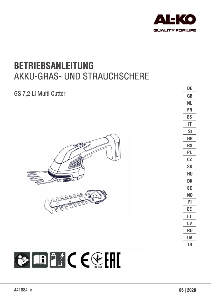 Image de la première page du manuel de l'appareil GS 7.2 Li