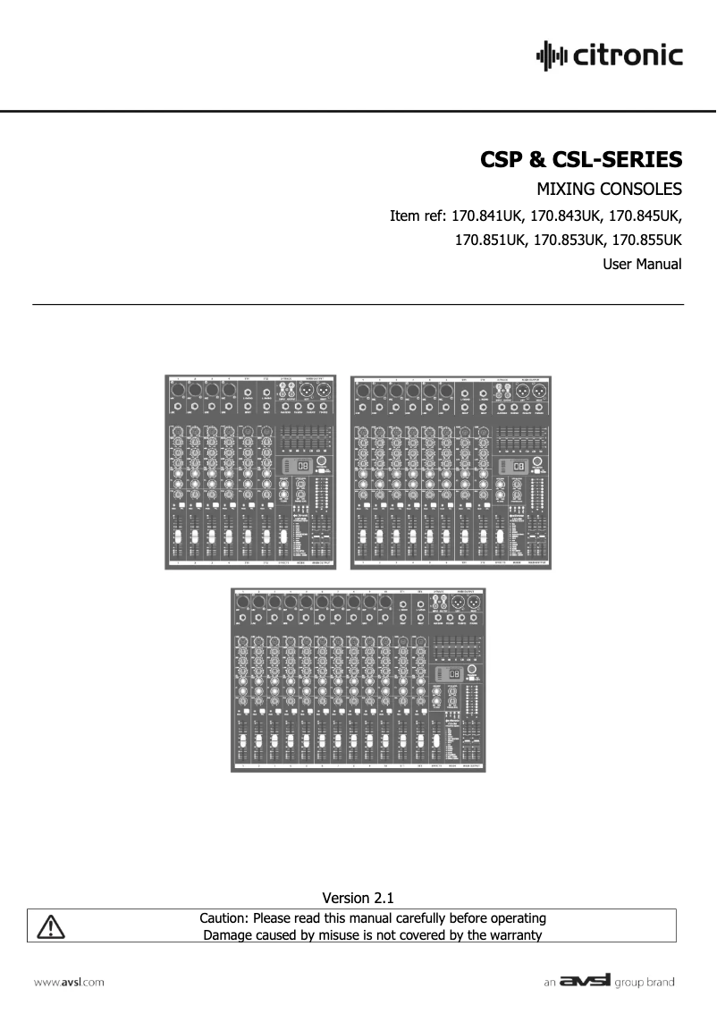 Page n°1 - Manuel utilisateur Citronic CSL-8