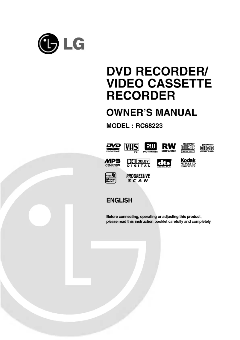 Page 1 de la notice Manuel utilisateur LG RC68223P2