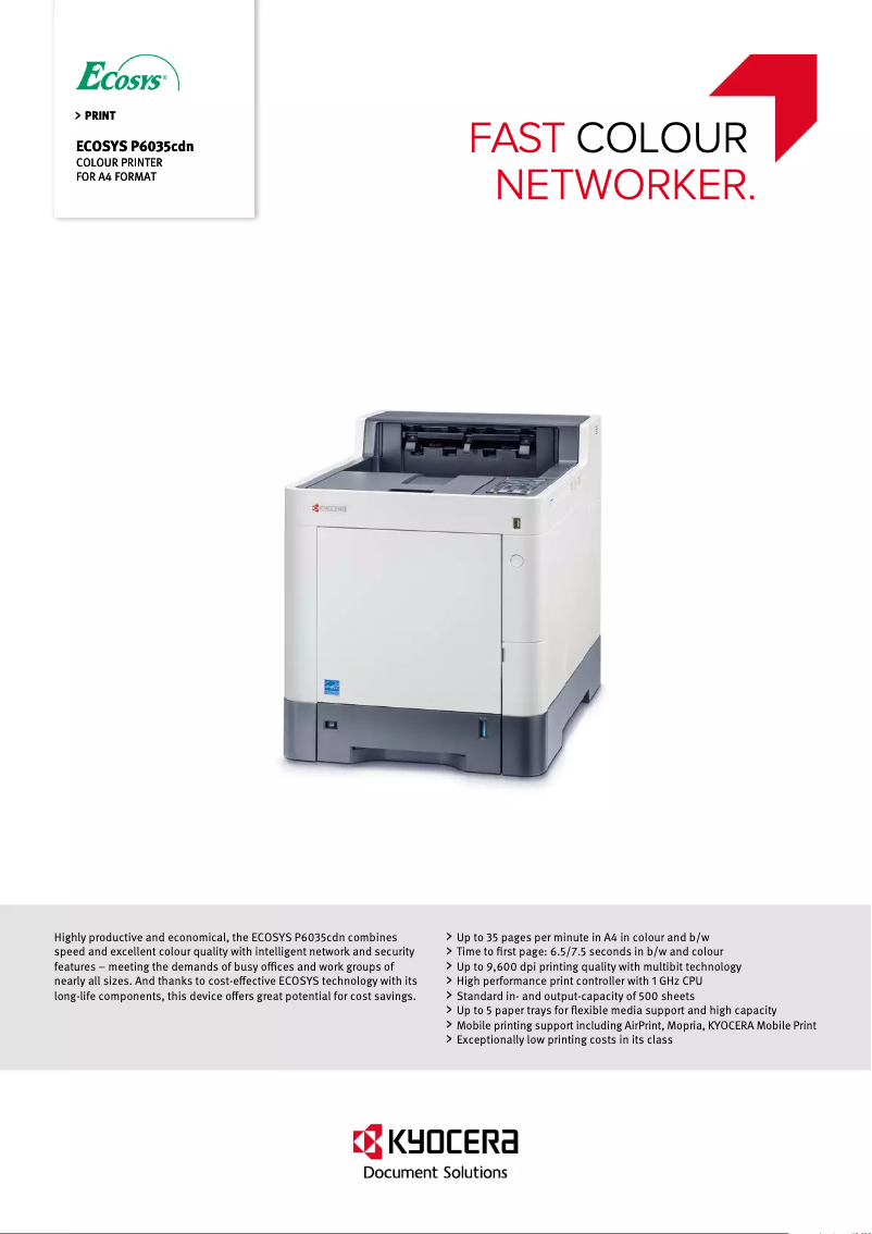 Image de la première page du manuel de l'appareil ECOSYS P6035cdn