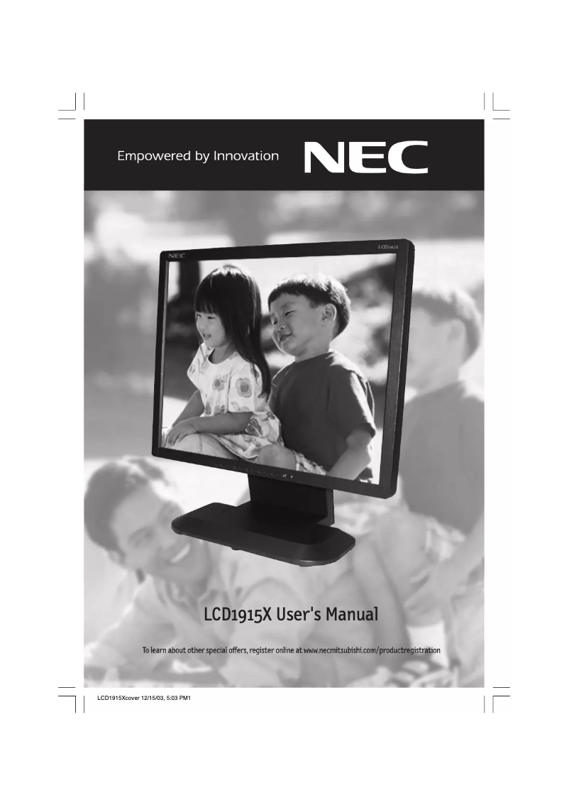Image de la première page du manuel de l'appareil MultiSync LCD1915X