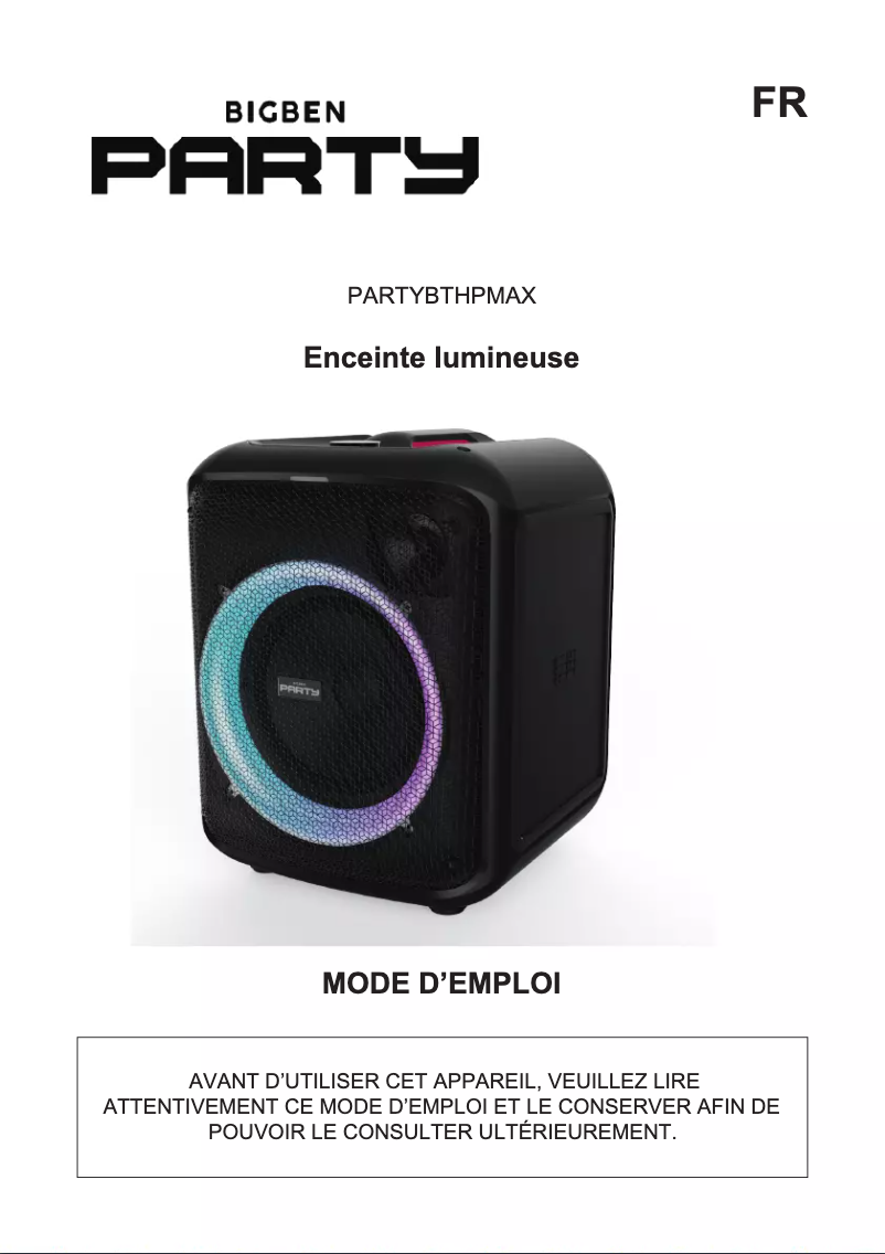 Page 1 de la notice Manuel utilisateur Bigben PARTYBTHPMAX