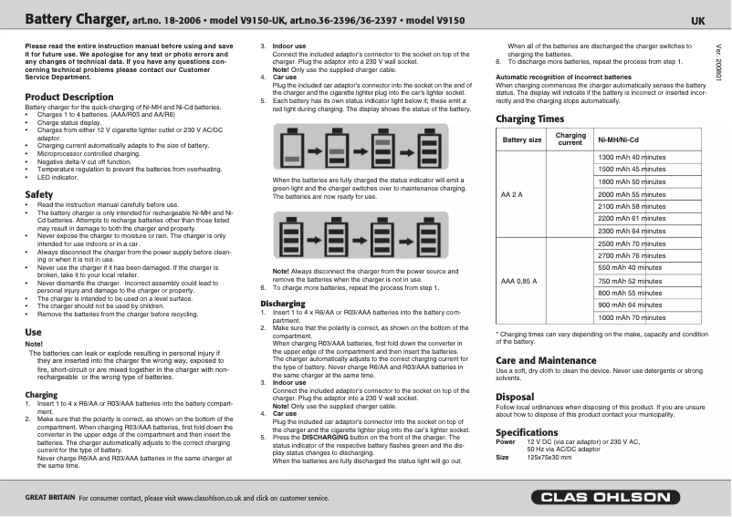Página 1 del manual Manual de usuario Vanson V9150