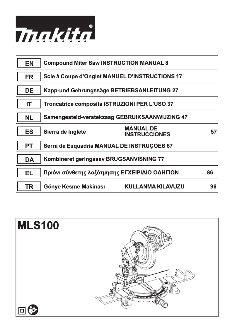 Page n°1 - Manuel utilisateur Makita MLS100N