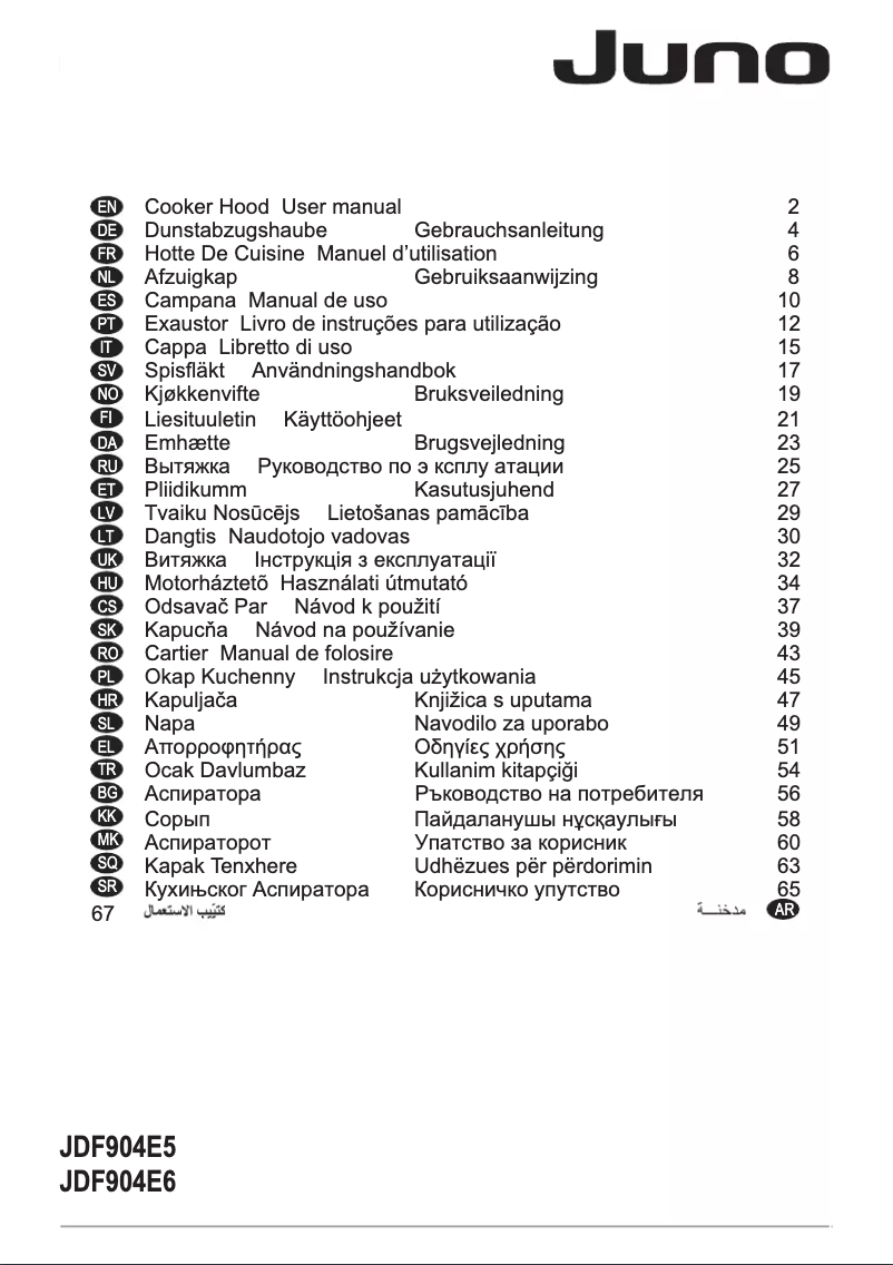 Page 1 de la notice Manuel utilisateur Juno JDF904E6