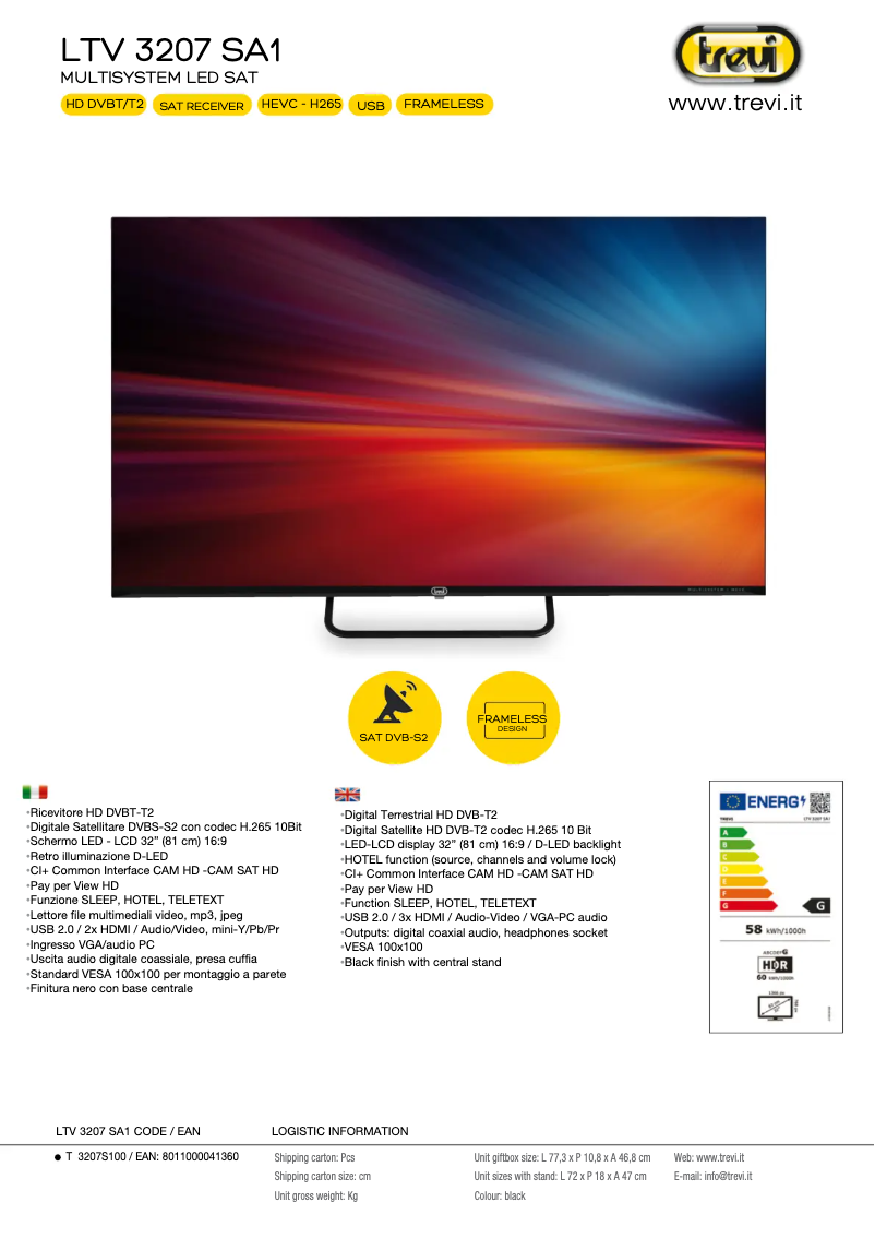 Page 1 de la notice Manuel utilisateur Trevi LTV 3207SA1