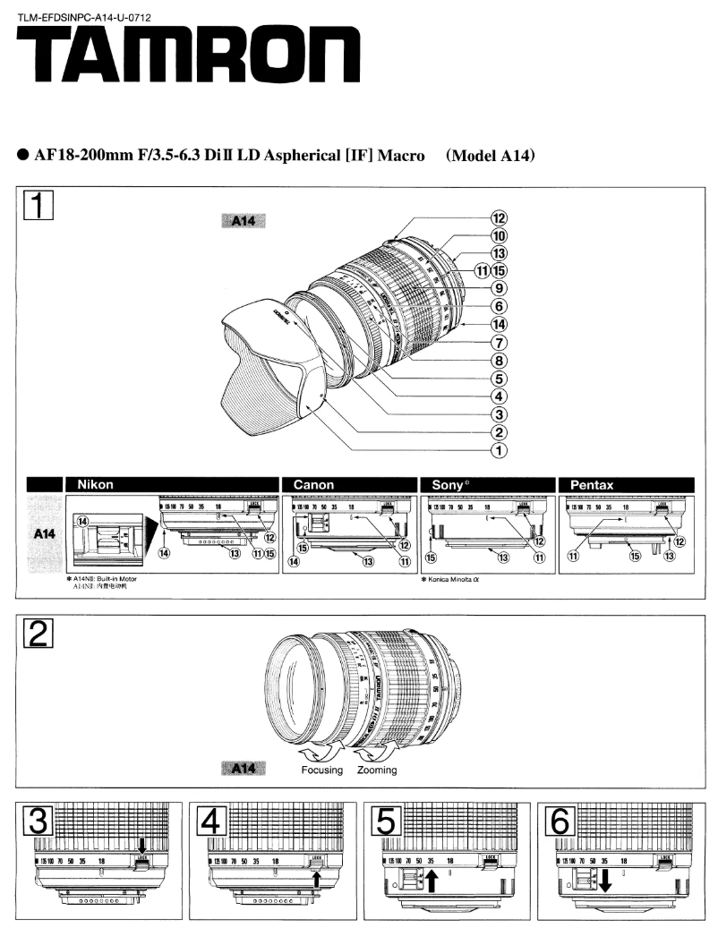 Image de la première page du manuel de l'appareil A14 18-200