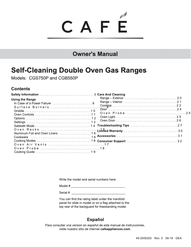 Page 1 de la notice Manuel utilisateur GE CGB550P2MS1