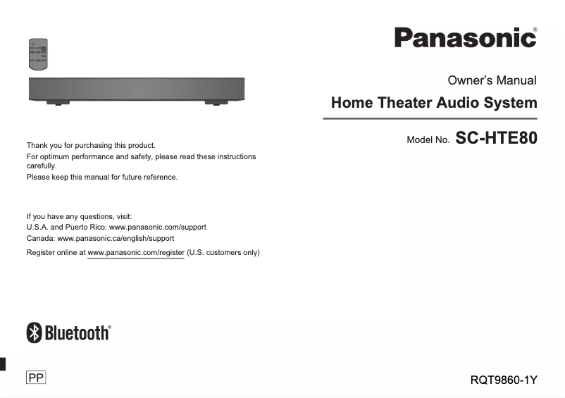 Page 1 de la notice Manuel utilisateur Panasonic SC-HTE80