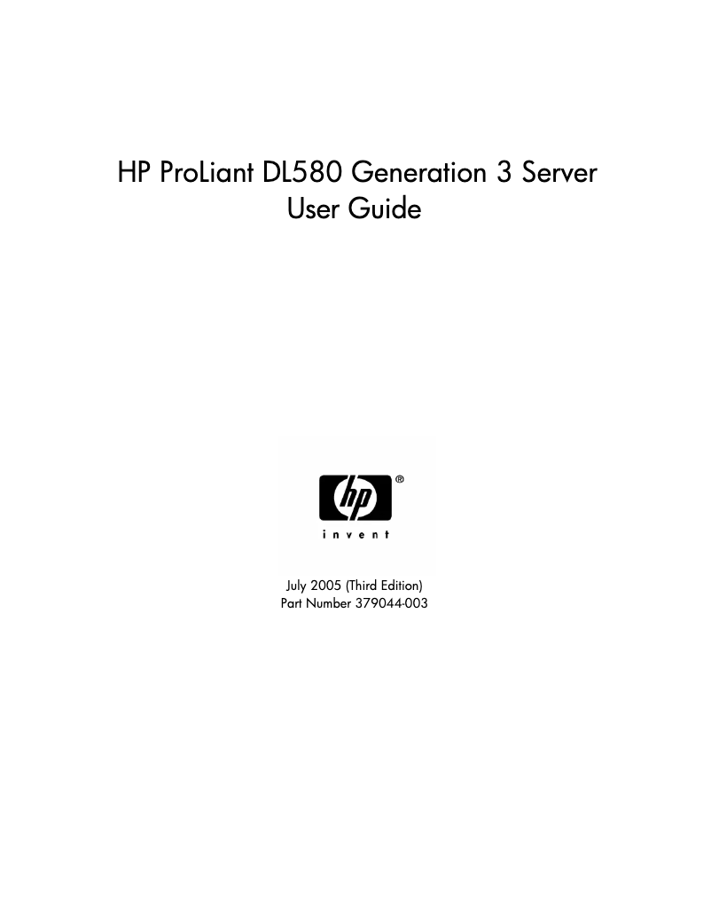 Image de la première page du manuel de l'appareil ProLiant DL580 G3