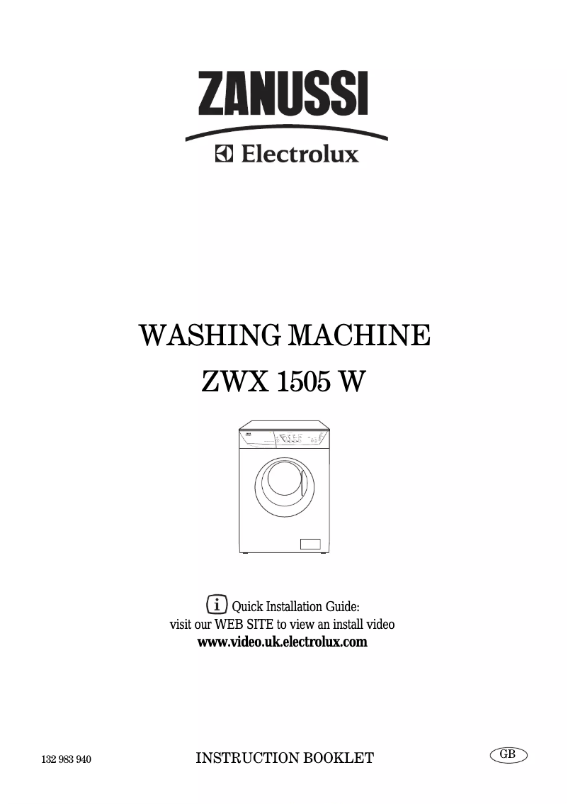 Page 1 de la notice Manuel utilisateur Zanussi-Electrolux ZWX 1505 W