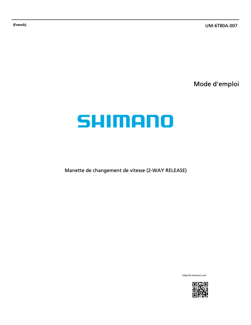 Page n°1 - Manuel utilisateur Shimano SL-M670-R