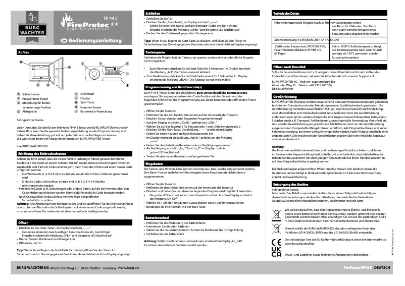 Imagen de la primera página del manual del dispositivo FP 44 E