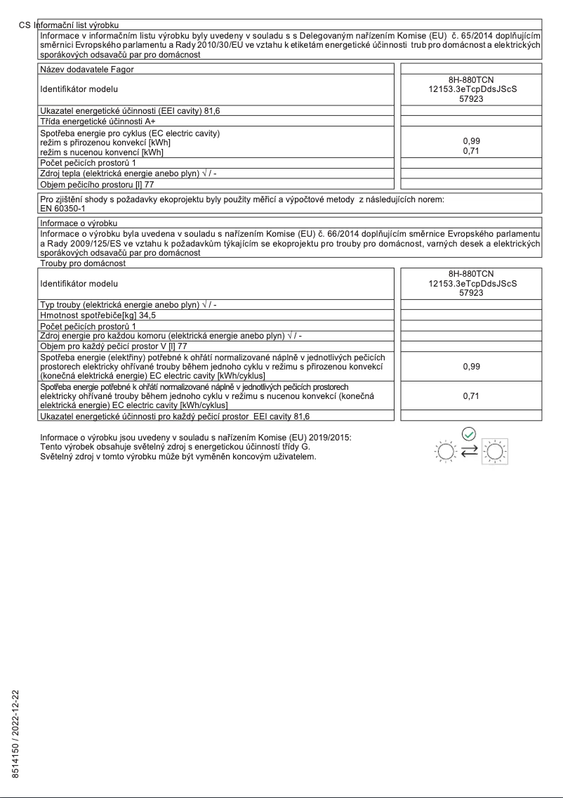 Page n°1 - Fiche technique Fagor 8H-880TCN