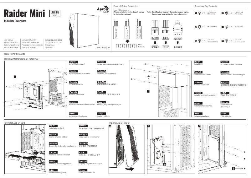 Page 1 de la notice Manuel utilisateur AeroCool Raider Mini