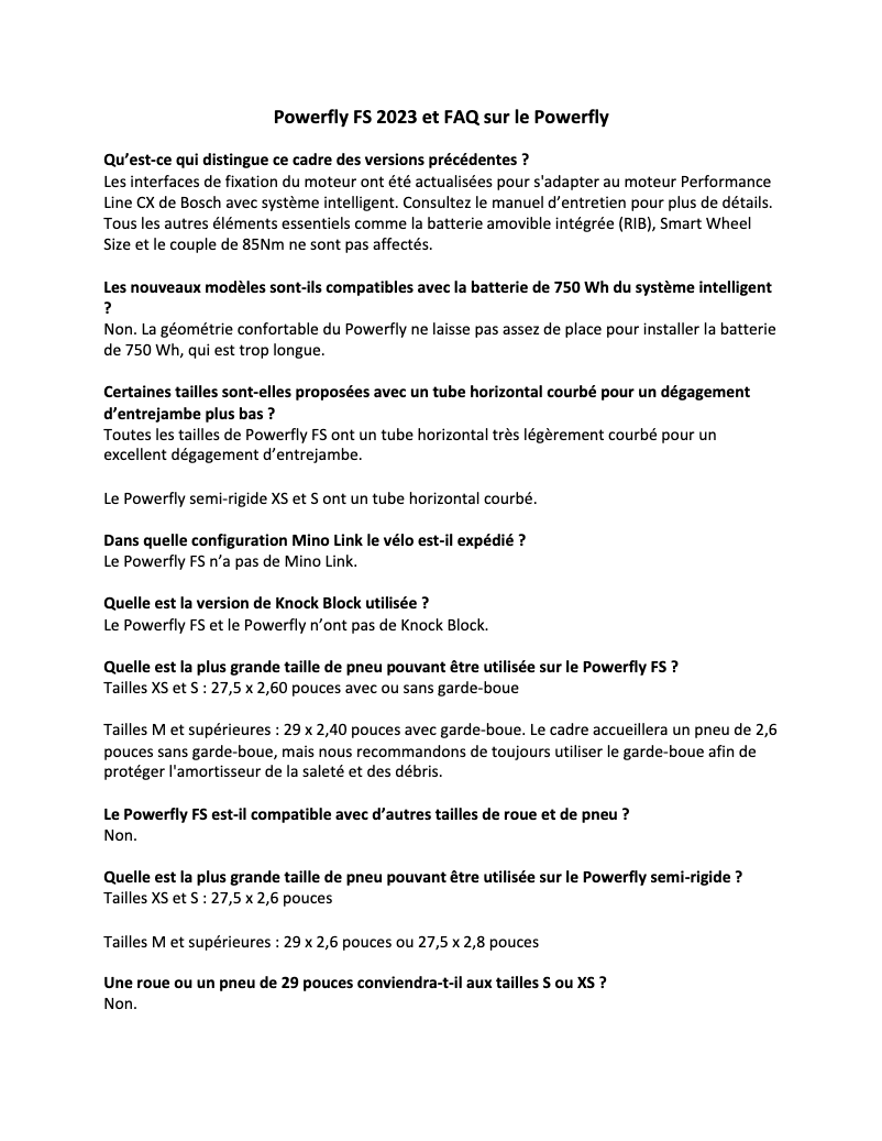 Page 1 de la notice FAQ Trek Powerfly 4 Gen 3