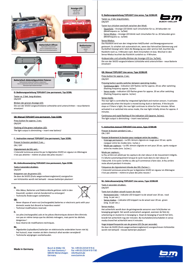 Imagen de la primera página del manual del dispositivo Toplight Line
