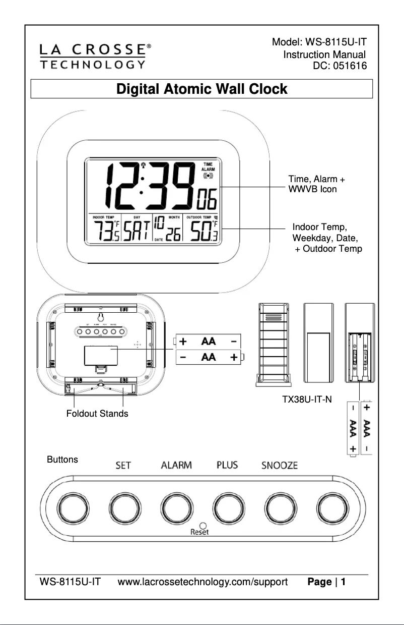 Page n°1 - Manuel utilisateur La Crosse Technology WS-8115U-B