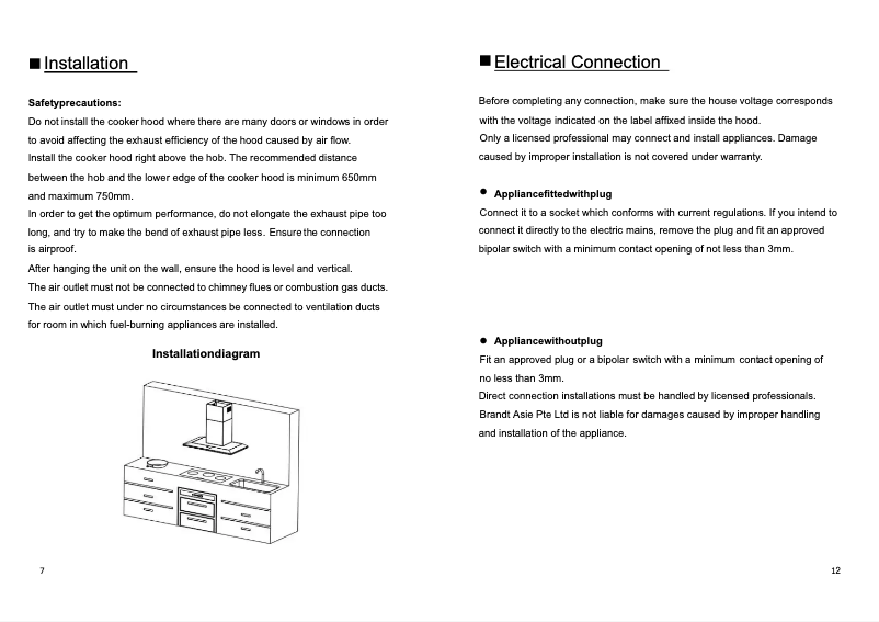 Page 1 de la notice Guide d'installation Brandt AD9905B