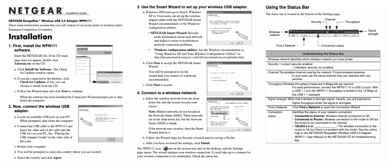 Page 1 de la notice Guide d'installation Netgear WPN111