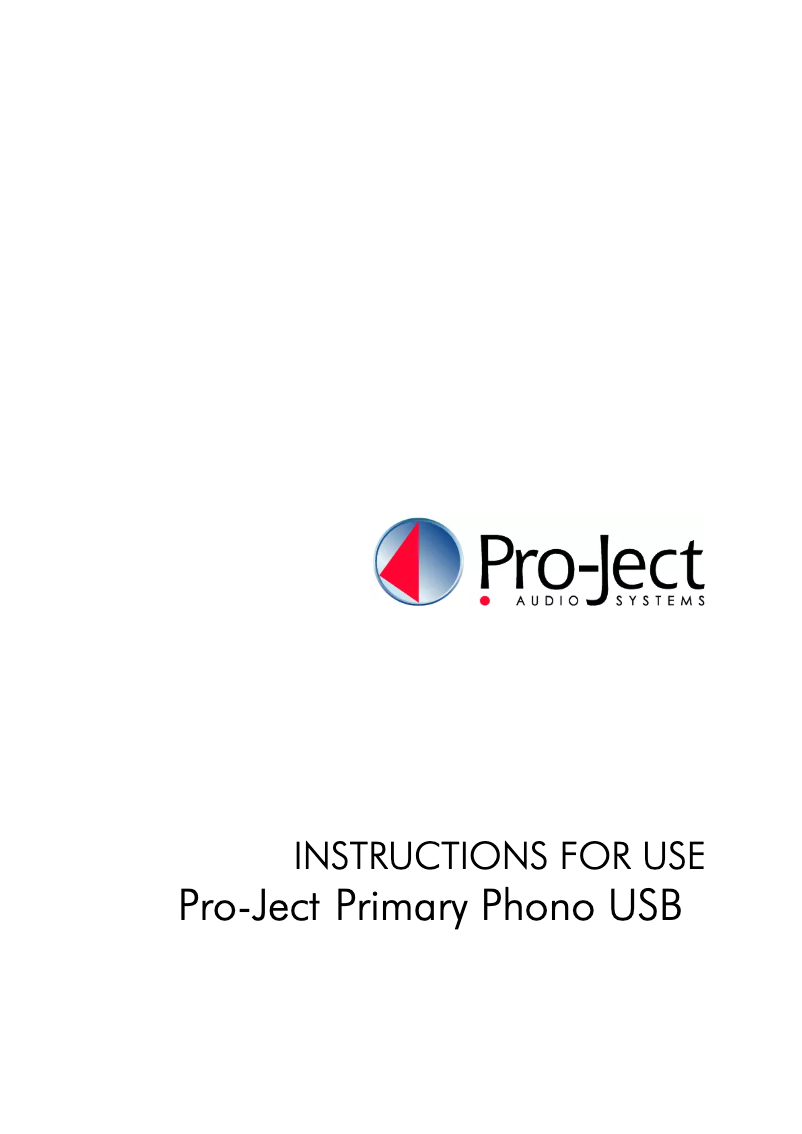 Page 1 de la notice Manuel utilisateur Pro-Ject Primary Phono USB
