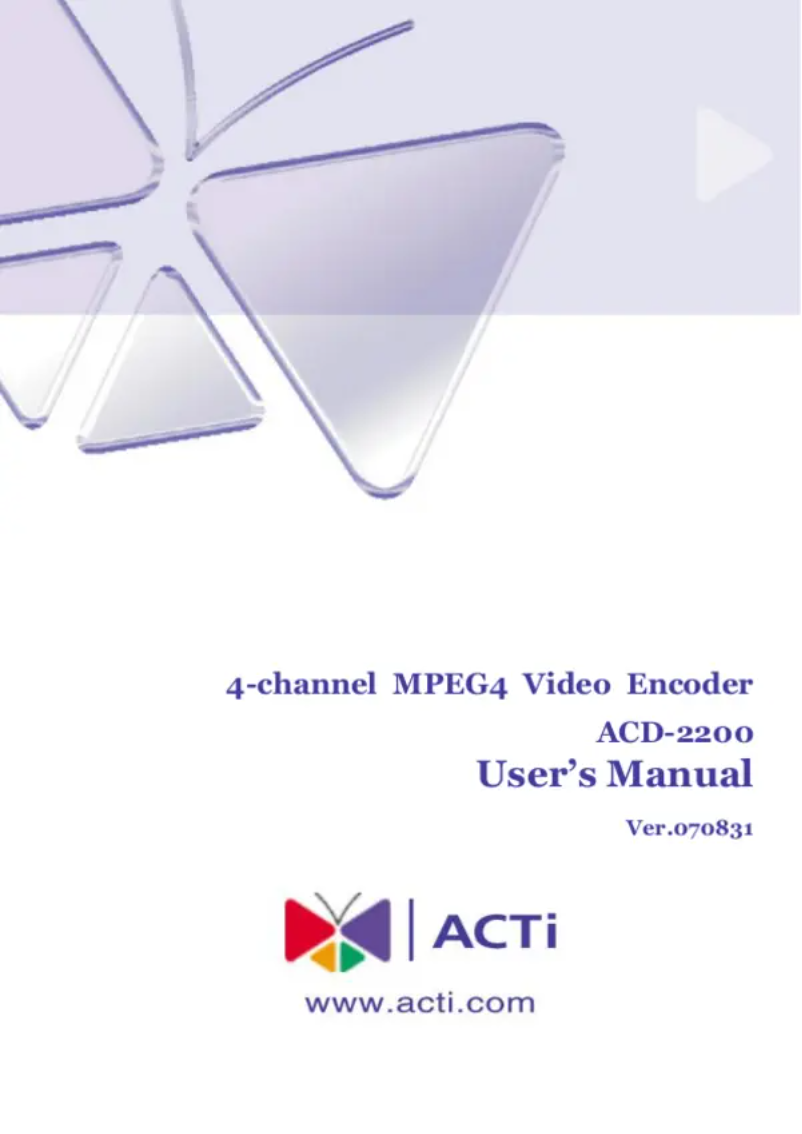 Page n°1 - Manuel utilisateur ACTi ACD-2200