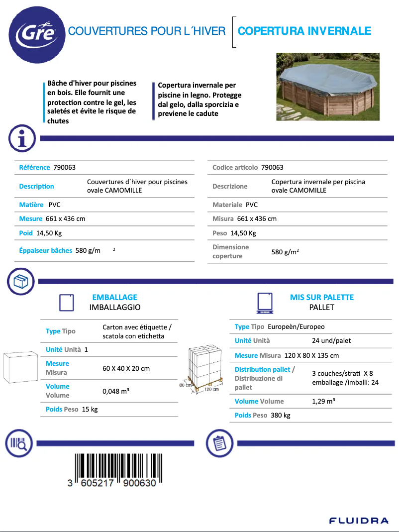 Page 1 de la notice Manuel utilisateur Gre 790063