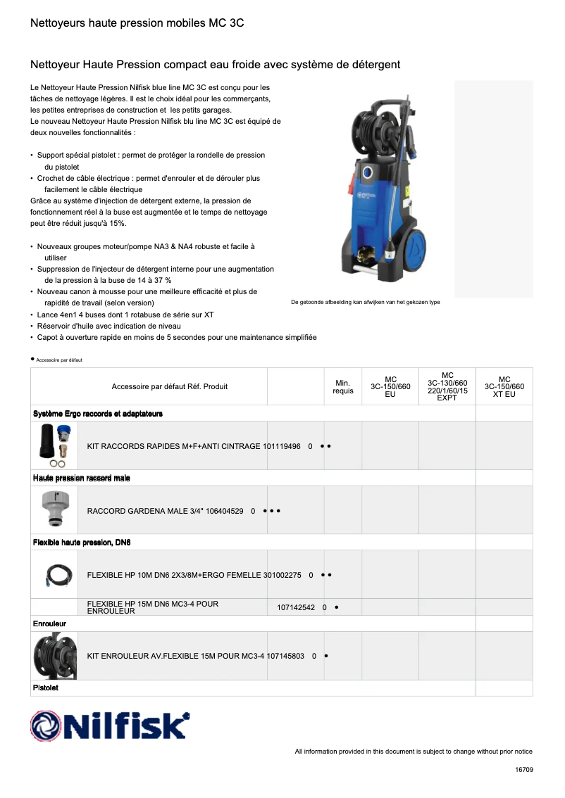 Page n°1 - Fiche technique Nilfisk MC 3