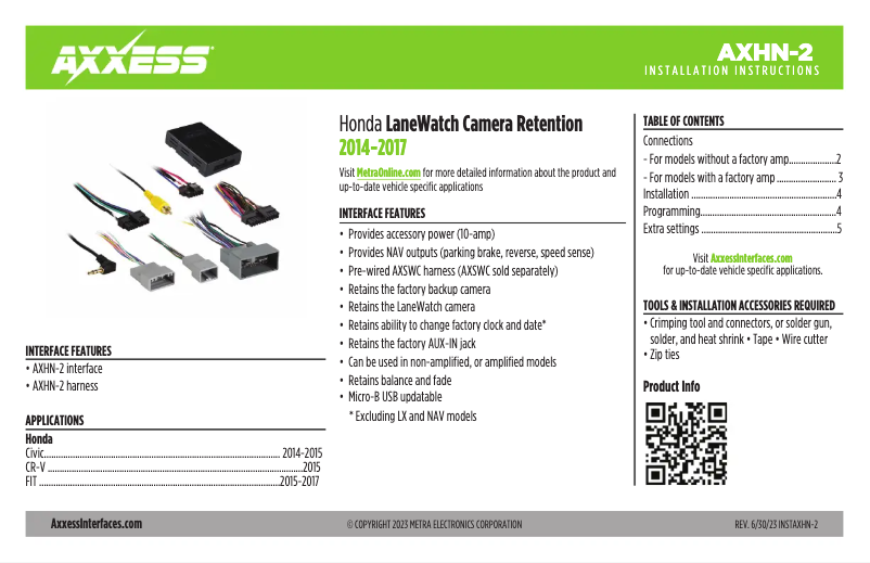 Page n°1 - Manuel utilisateur Metra AXHN-2