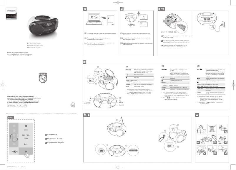 Page 1 de la notice Guide de démarrage rapide Philips AZ330T