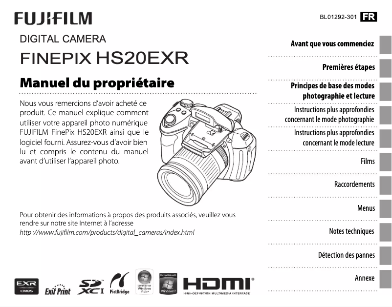 Page n°1 - Manuel utilisateur Fujifilm FinePix HS20EXR