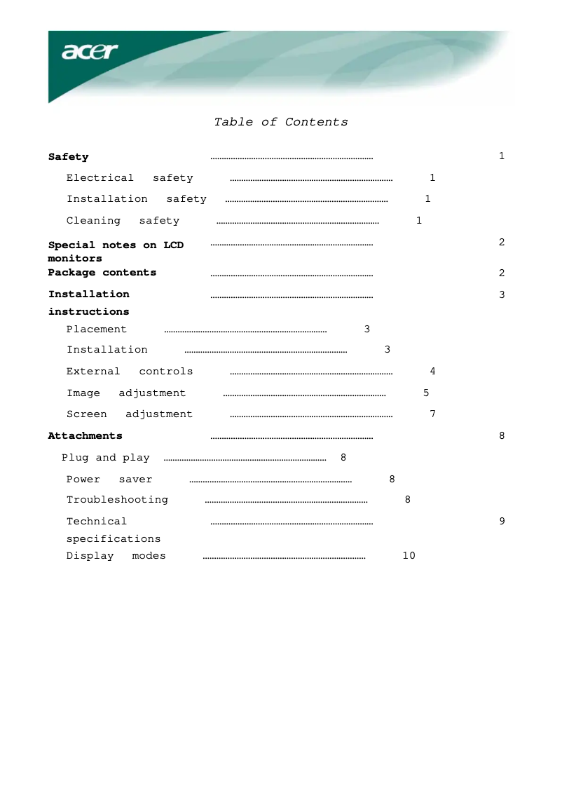 Página 1 del manual Manual de usuario Acer Value AL2216