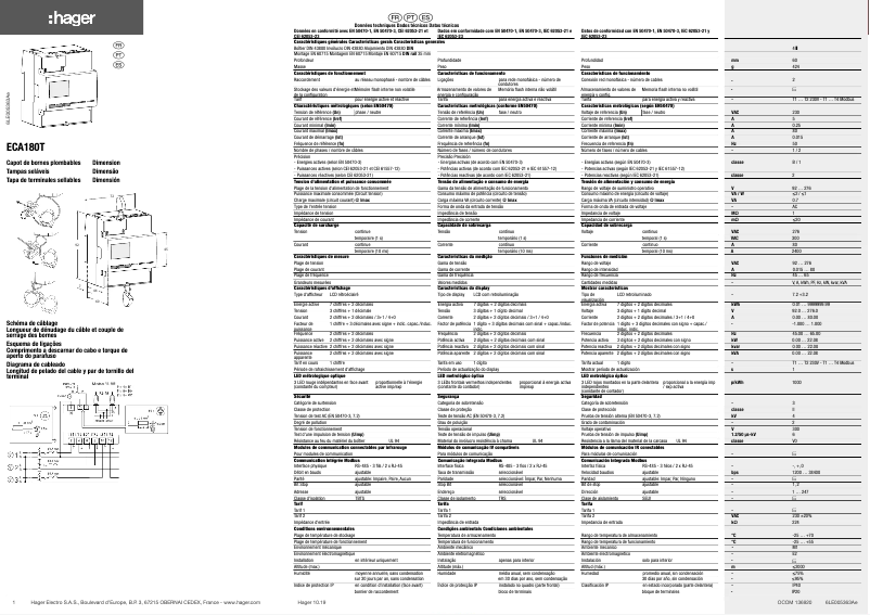 Page n°1 - Manuel utilisateur Hager ECA180T