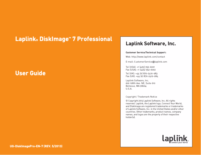 Page 1 de la notice Manuel utilisateur Laplink DiskImage 7 Professional