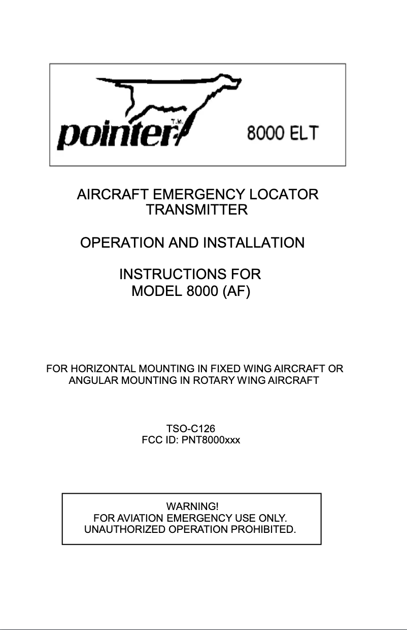 Page 1 de la notice Manuel utilisateur Pointer 8000