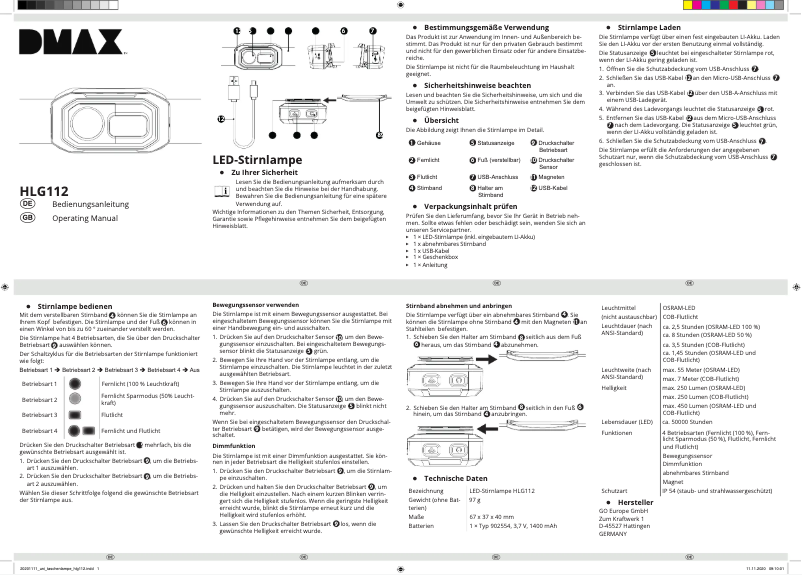 Image de la première page du manuel de l'appareil HLG112